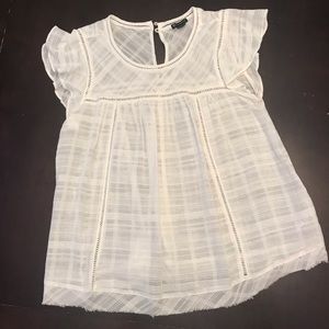 White sheer plaid top